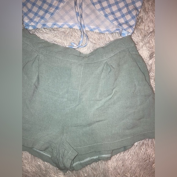 Blue linen Style Shorts - Picture 4 of 4